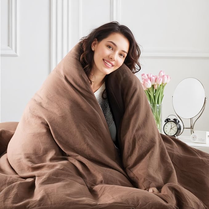 NEXHOME PRO Duvet Cover Set 100% Washed Cotton Oversized Queen 98"x98" - Image 7