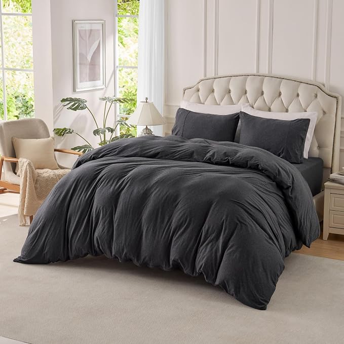 PURE ERA Jersey Knit Duvet Cover Set 100% T-Shirt Cotton Super Soft Comfy 2pc by PUREERA