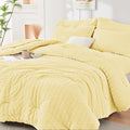 HYMOKEGE Yellow Full Size Comforter Sets Seersucker 7 Pieces, All Season Luxury by HYMOKEGE