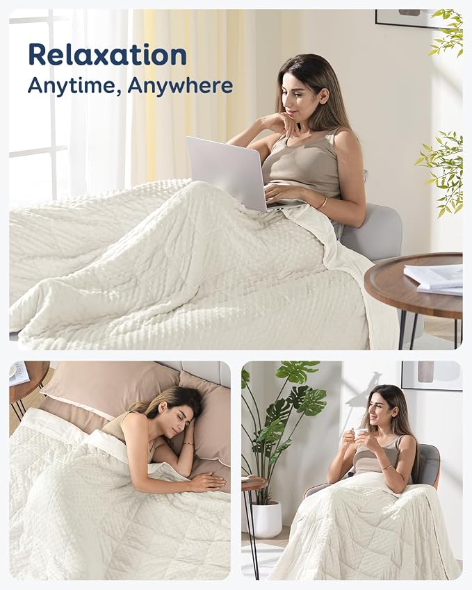 Kivik Adults Weighted Blanket, 15lbs Weight Washable Blankets, Soft Minky Heavy - Image 6