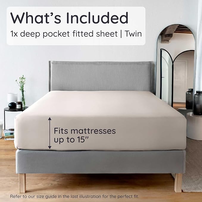 Bambaw 100% Viscose Derived from Bamboo Fitted Sheet Twin Size, Cooling Fitted - Image 2