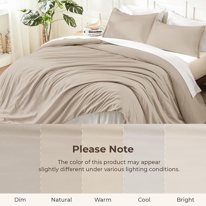 Litanika Khaki Comforter Set Queen Size, 3 Pieces Solid Bedding Comforter Set - Image 8
