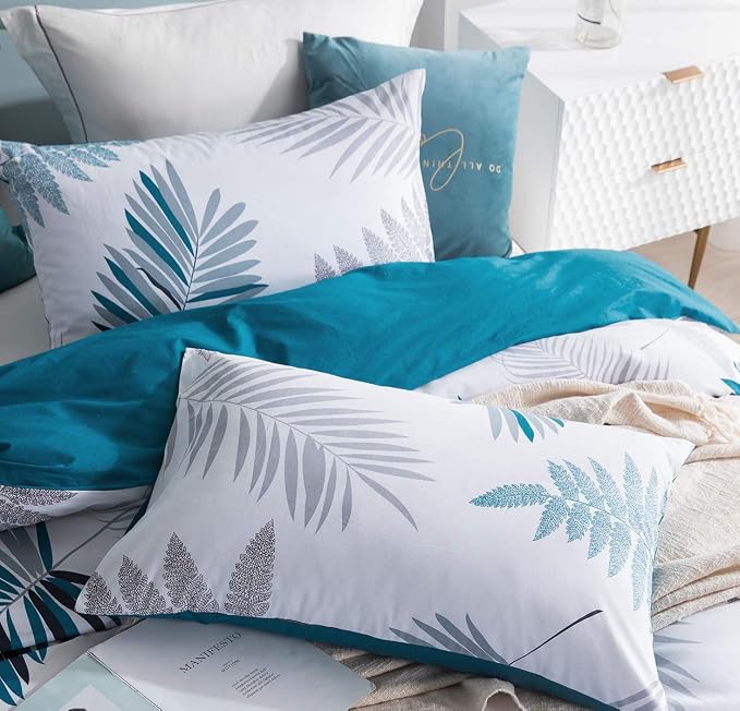 SLEEPBELLA Duvet Cover Twin, 600 Thread Count Cotton Leaf Botanical Pattern - Image 3