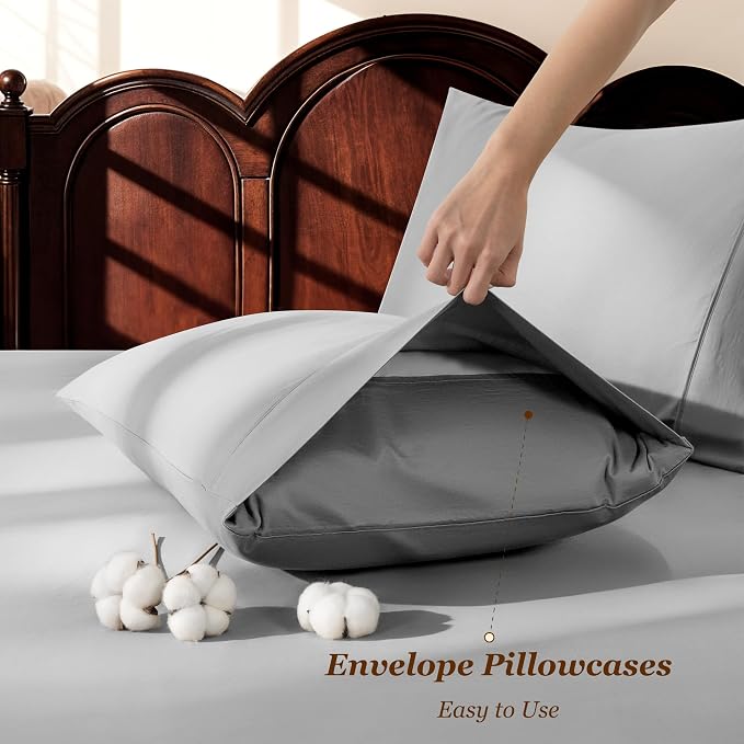 LBRO2M 100% Cotton Sheets Set Deep Pocket 24", 1000 Thread Count Queen Size 4 - Image 6
