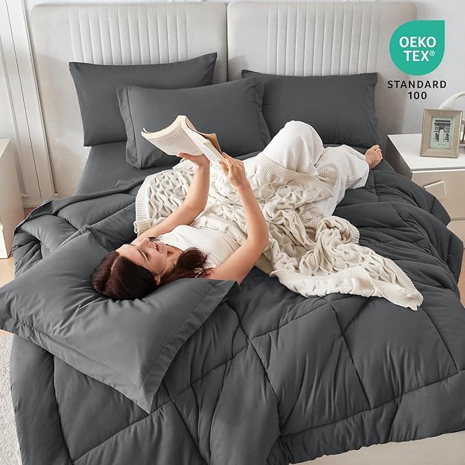 Sasttie Twin Comforter Set, 5 Pieces Bed in a Bag Twin, Complete Bedding Set - Image 5