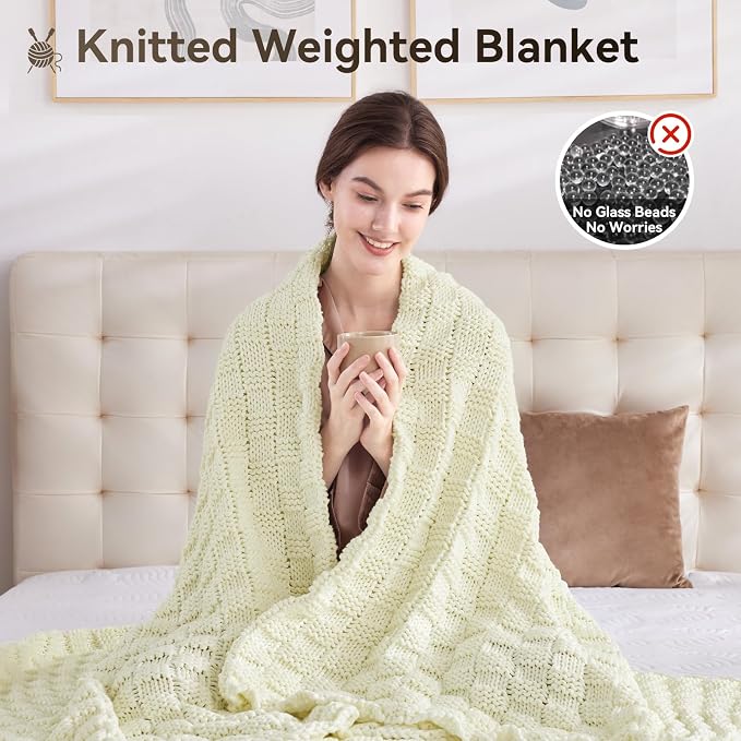 Knitted Weighted Blanket Kids, No Beads Heavy Blanket 36” x 48'' 3lbs, - Image 5