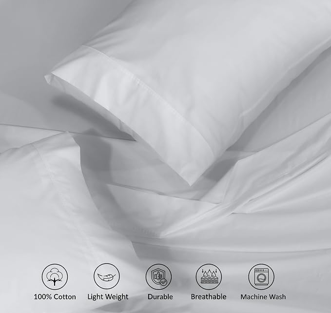 RUVANTI 100% Cotton Sheets – Twin Size Percale Bedding, Cooling & Breathable - Image 4