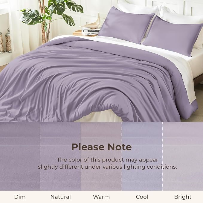 Litanika Grayish Lavender Purple Comforter Set Queen Size, 3 Pieces Lightweight - Image 8