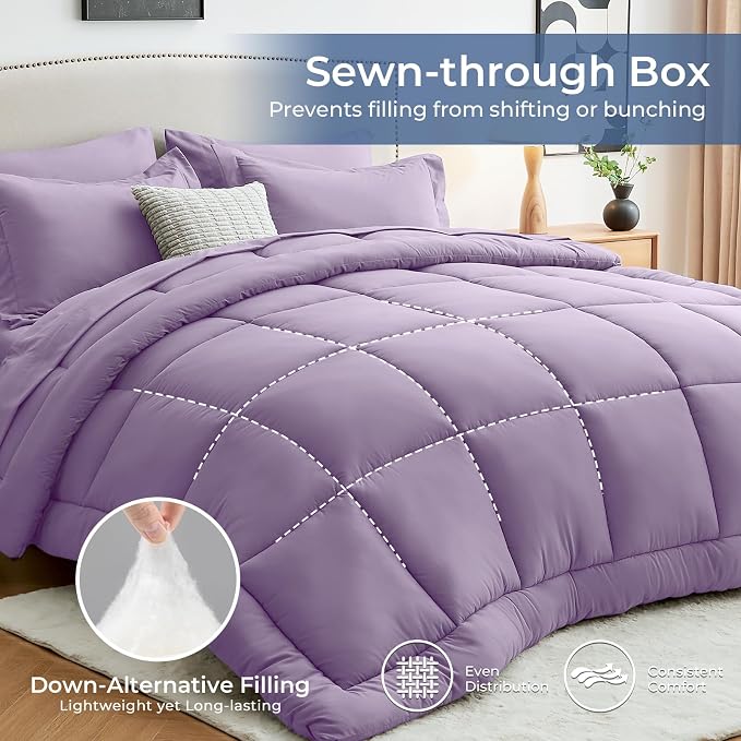 Sasttie Twin Comforter Set, 5 Pieces Bed in a Bag Twin, Complete Bedding Set - Image 3