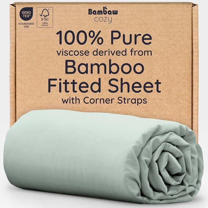 Bambaw 100% Viscose Derived from Bamboo Fitted Sheet King Size, Cooling Fitted by Bambaw