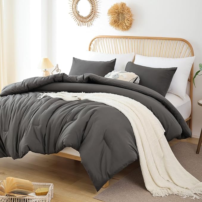 ROSGONIA Charcoal Grey Twin/Twin XL Comforter Set - Image 4