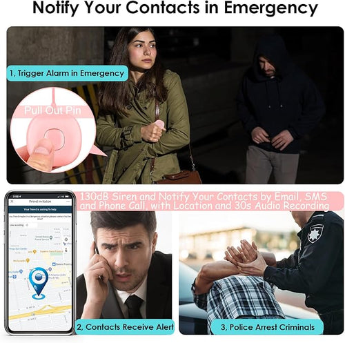 5-in-1 Smart Personal Alarms for Women, 130dB Sound, Notify Emergency Contacts - Image 2