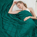 Green Weighted Blanket for Adults 12lbs, Queen Size Cooling Heavy Throw Blanket by BETU