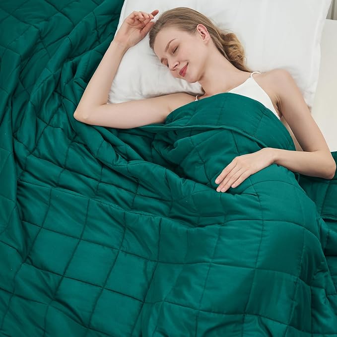 Green Weighted Blanket for Adults 12lbs, Queen Size Cooling Heavy Throw Blanket by BETU