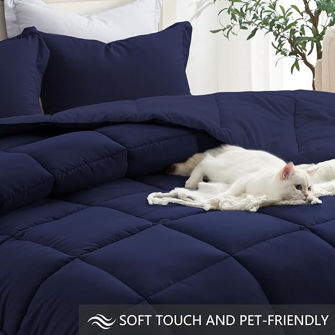 Homelike Moment Twin Comforter Set Navy Blue, Lightweight Comforter Twin Size - Image 4