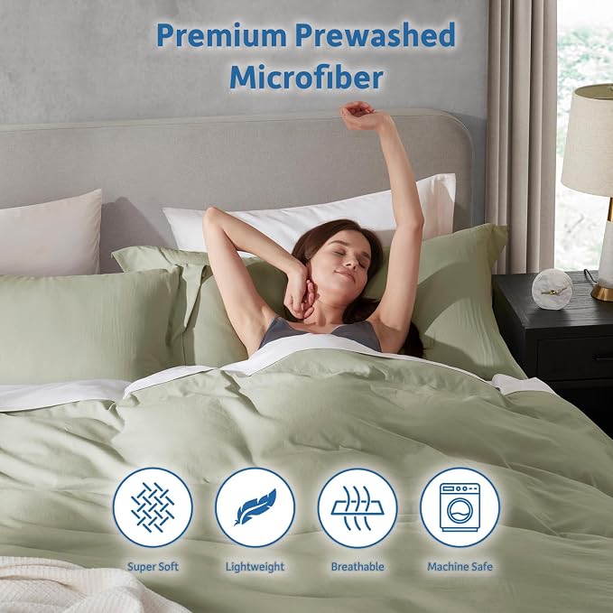 Nestl Light Sage California King Duvet Cover Sets - Image 6