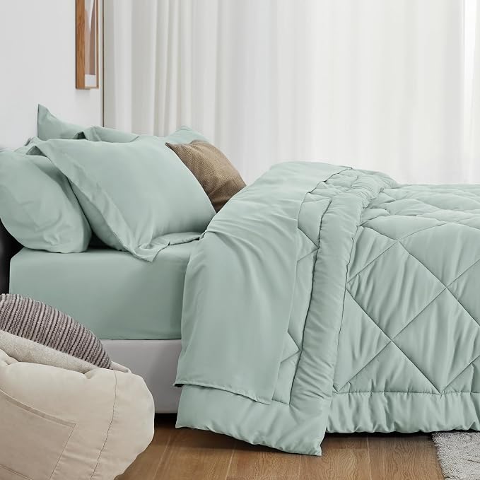Love's cabin Twin Comforter Set Aqua, 5 Pieces Twin Bed in a Bag, All Season - Image 3