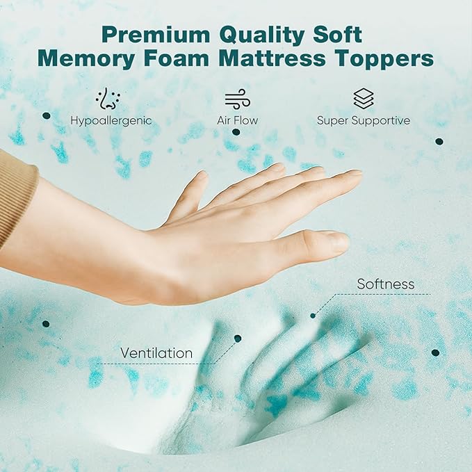 Sweetcrispy Mattress Topper Twin XL, 4 Inch Thick Memory Foam Gel Infused - Image 4