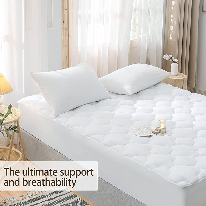 WhatsBedding Waterproof Mattress Pad Full Size Cotton Top Down Alternative - Image 3