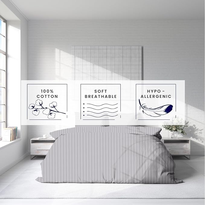 Kotton Culture 3 Pc Queen Size Duvet Cover Set- 100% Egyptian Cotton 600 TC - Image 5