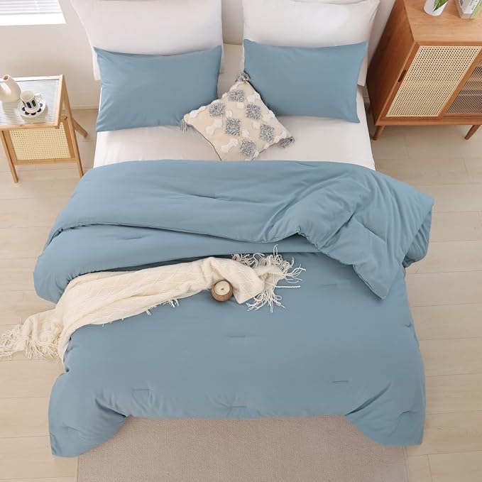 ROSGONIA Oversized Queen Comforter Dusty Blue - Image 7