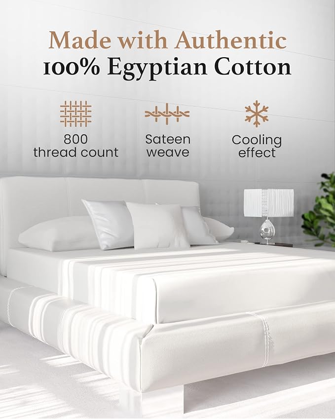 Good Sleep Bedding 800 TC Queen Fitted Sheet Only, Soft & Breathable Fitted Bed - Image 2