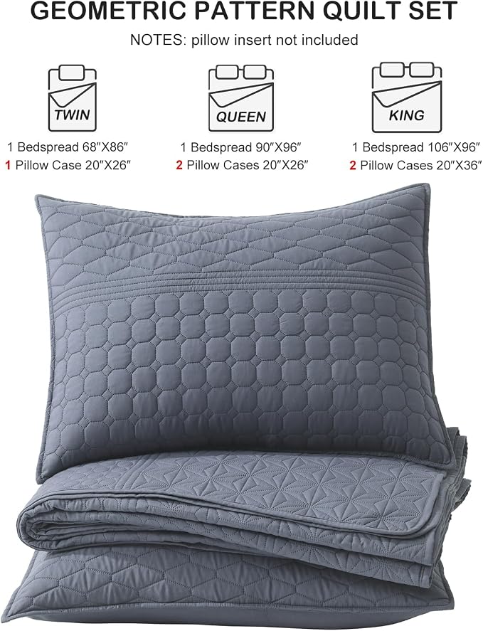 HORIMOTE HOME Steel Blue Twin Size Quilt Set - Image 7