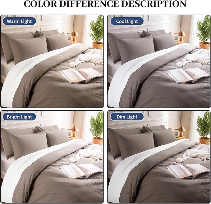 NEXHOME PRO 100% Washed Cotton Duvet Cover Queen Size, Ogranic Natural Linen - Image 3