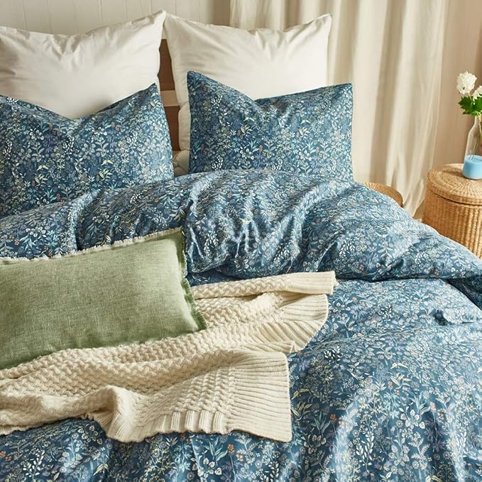 mixinni Small Blue Flower Duvet Cover Twin XL Teen Girls Floral Duvet Comforter - Image 2