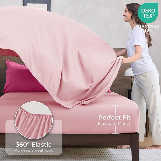 HEVUMYI Hot Pink & Baby Pink King Comforter Set - Image 5