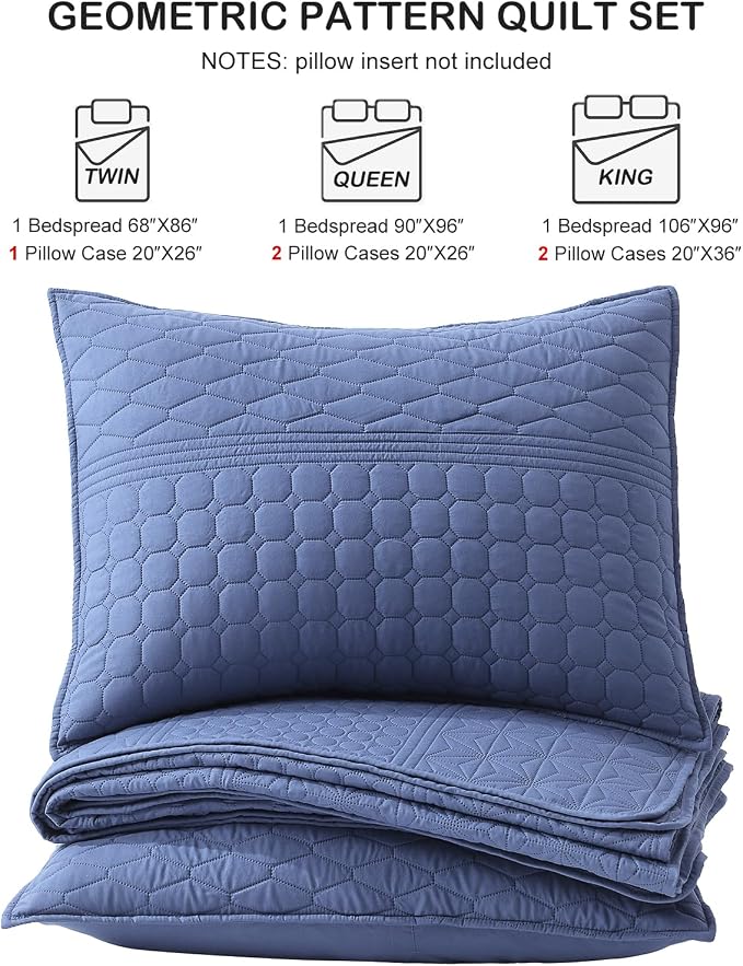 HORIMOTE HOME Denim Blue King Size Quilt Set - Image 7