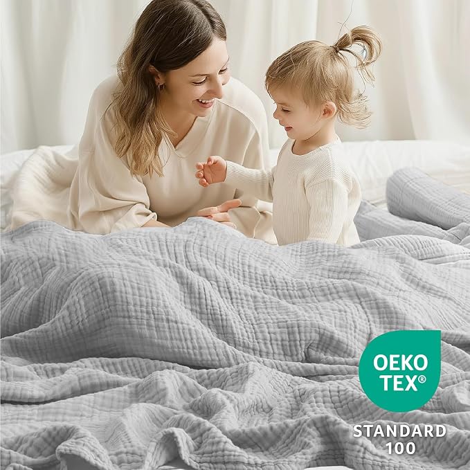 100% Cotton Muslin Blanket 40" x 40", Breathable and Lightweight Cotton Throw - Image 2