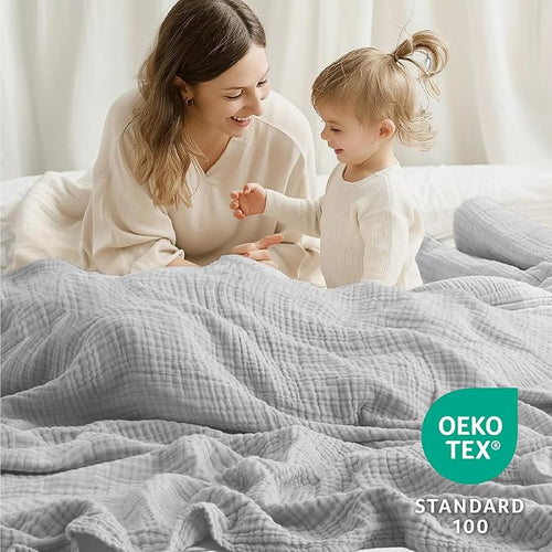 100% Cotton Muslin Blanket Twin 60" x 80", Breathable and Lightweight Cotton - Image 2