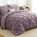 HIMEET Pintuck Bed in a Bag, 7 Pieces Full Size Comforter Set Dusty Purple by Unknown