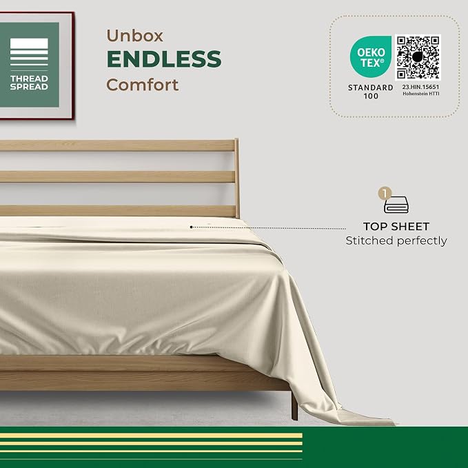THREAD SPREAD 100% Organic Cotton Percale Flat Sheet King Size - Image 3
