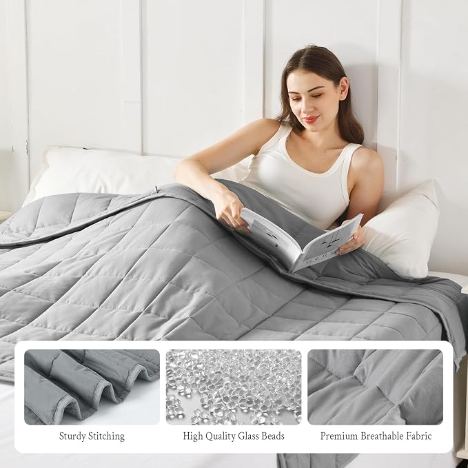 Topblan Cooling Weighted Blanket Twin Size 15lbs, Breathable Soft Weighted - Image 5