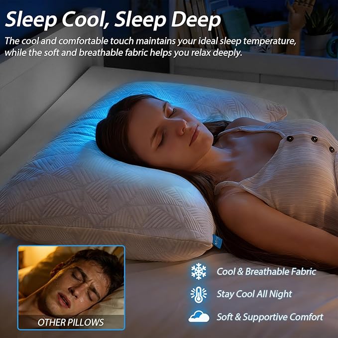 BETU Cooling King Size Pillows Set of 2, Shredded Memory Foam Cool Pillows - Image 4