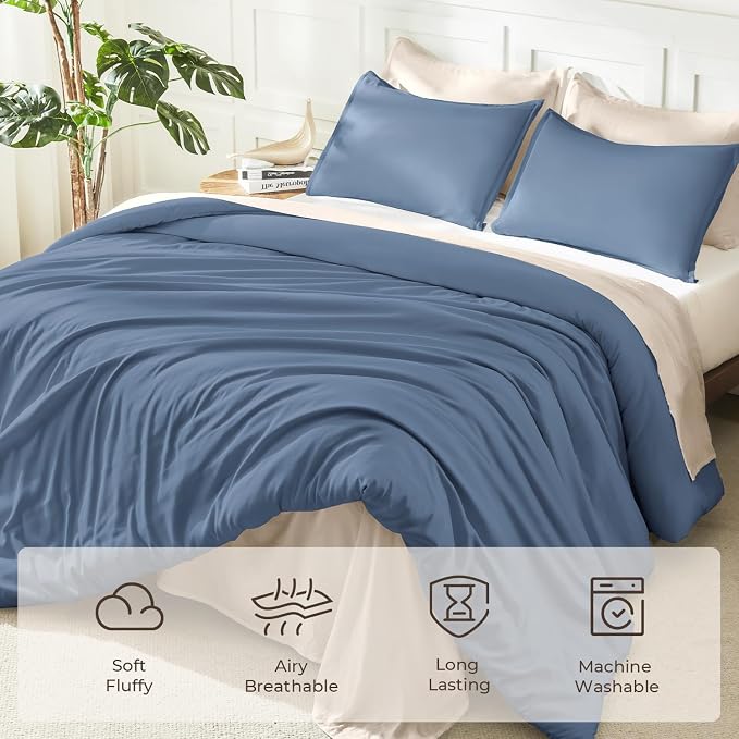 Litanika Haze Blue Oversized King Comforters Super King Size, 3 Pieces - Image 3