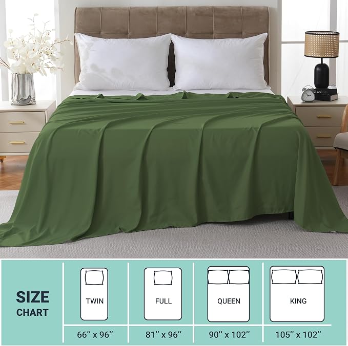 ZPECC Twin Flat Sheet Only 6 Pack, Durable Olive Green Top Bed Sheets - Image 5
