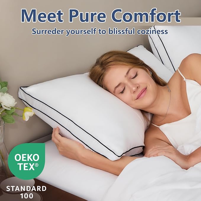 CozyLux Pillows Queen Size Set of 2, Soft and Supportive 3D Down Alternative - Image 2