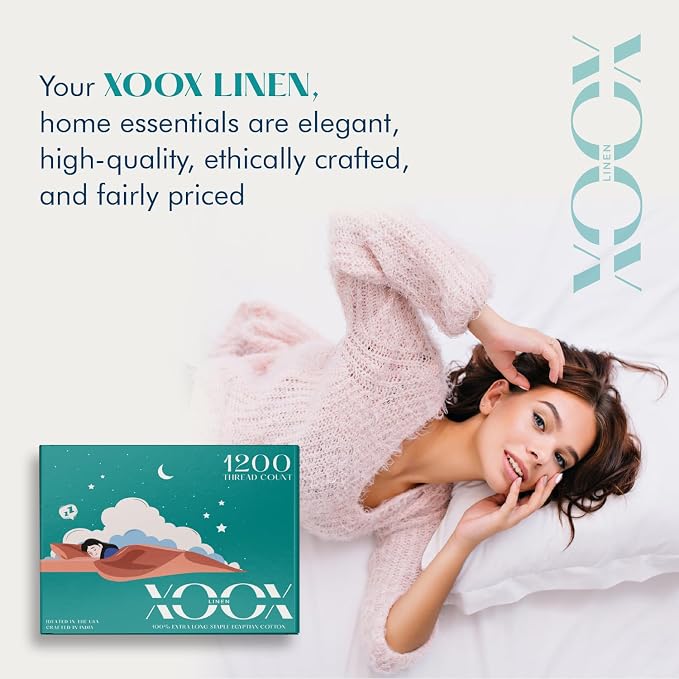 XOOX Linen 100% Egyptian Cotton Queen Sheet set - Image 6