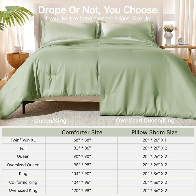 MUXHOMO Green Full Comforter Sets, All Season Ultra Soft Down Alternative - Image 8