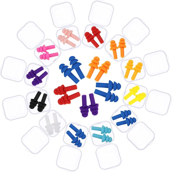 BBTO 24 Pairs Silicone Soft Ear Plugs Waterproof Reusable Noise Reduction by BBTO