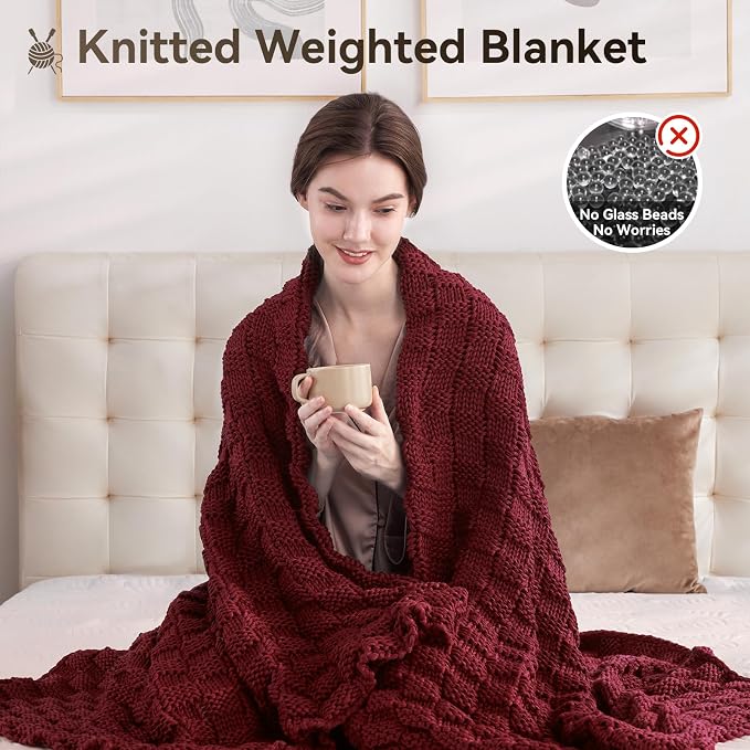 Knitted Weighted Blanket Kids, No Beads Heavy Blanket 36” x 48'' 5lbs, - Image 5