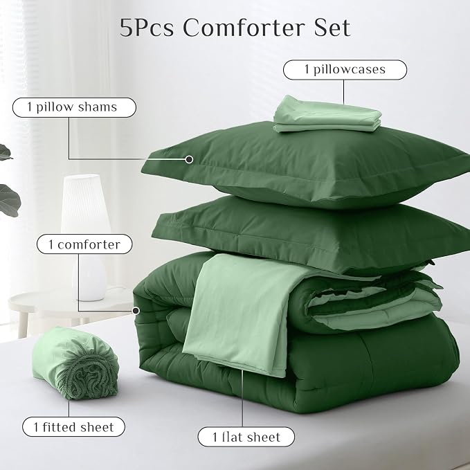JOLLYVOGUE Twin Comforter Set, Ultra-Soft Bed in a Bag Twin Size 5 Pieces - Image 5