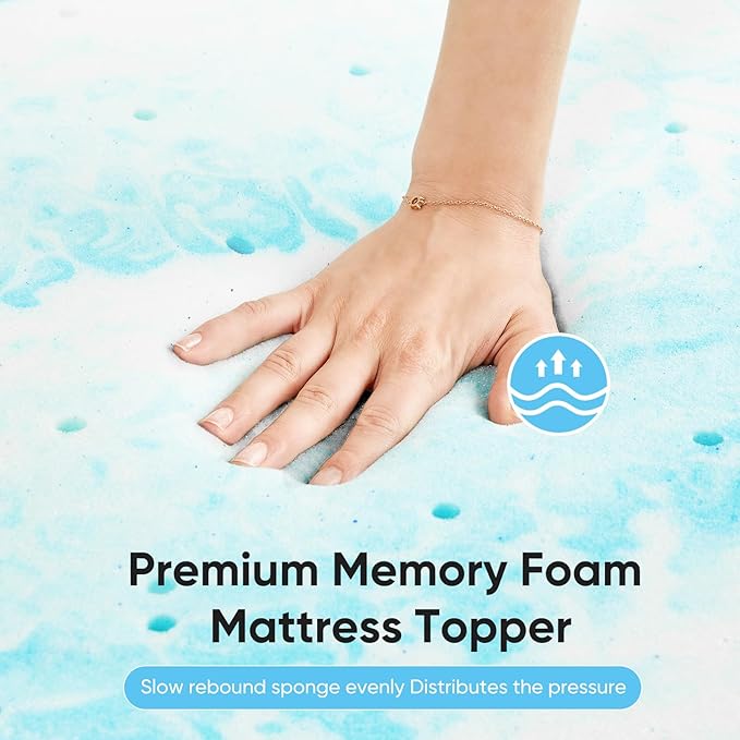 OLIXIS Gel Memory Foam Mattress Topper, Twin 2 Inch, Cooling Gel Infused Soft - Image 5