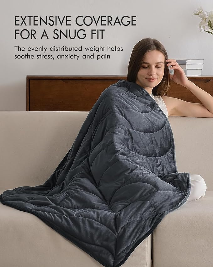 Kaisa Weighted Lap Blanket 7 lbs 41" x 53", Cozy Luxury Crystal Velvet Small - Image 2