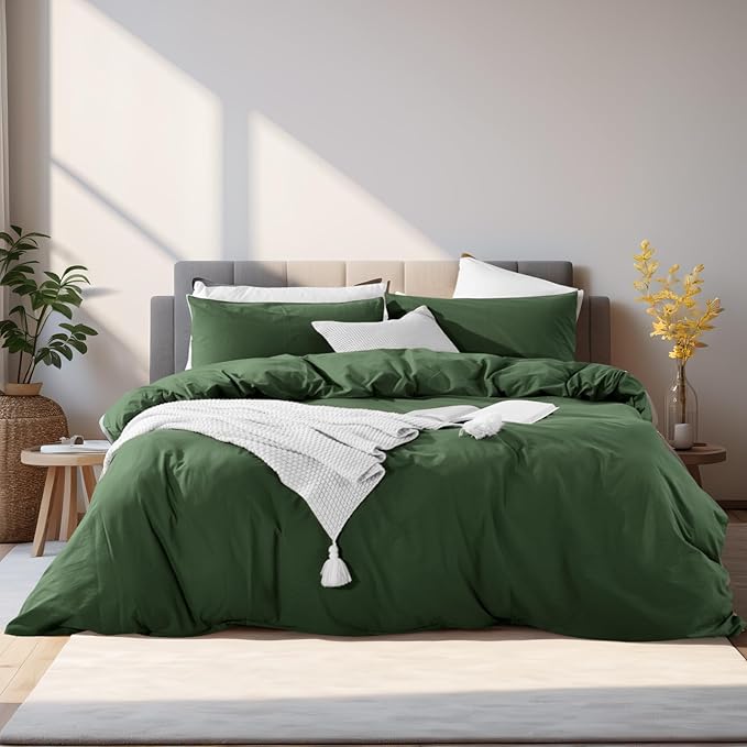 NEXHOME PRO Duvet Cover Set Oversized Queen 98"x98" Linen Look Textured Organic - Image 2