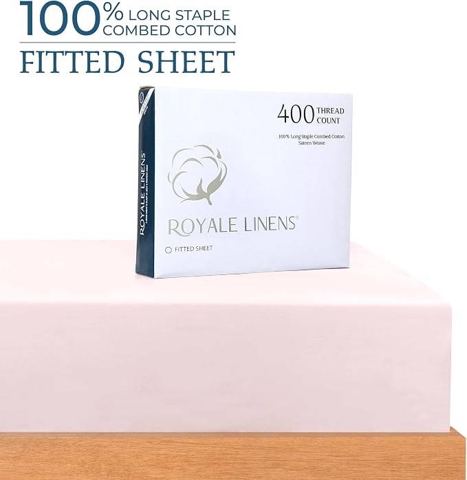 Royale Linens 400 Thread Count 100% American Grown Cotton Fitted Sheet Full Size - Image 2