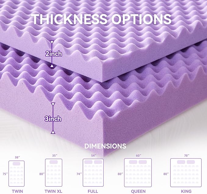 SINWEEK 3 Inch Egg Crate Memory Foam Mattress Topper Twin XL, Twin Extra Long - Image 8